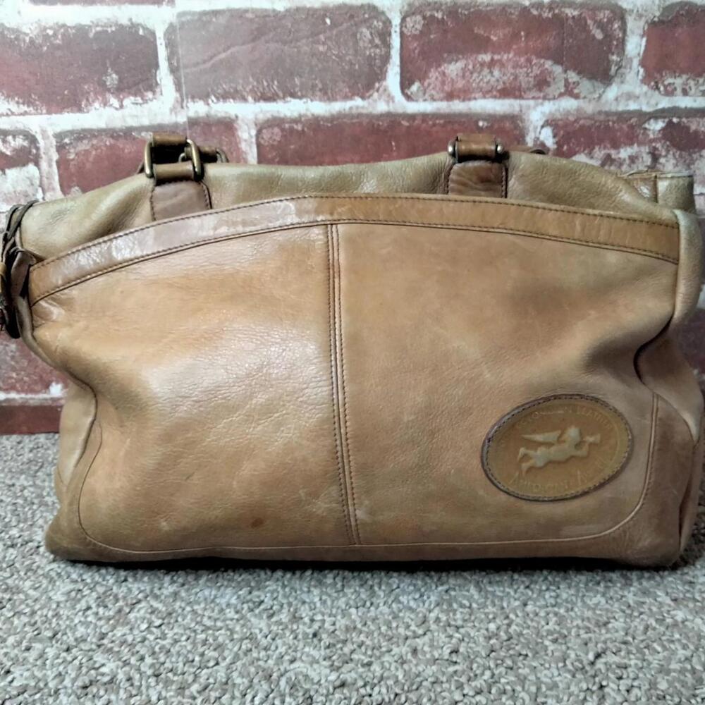 American Angel Vintage Tan Leather Shoulder Bag Satchel Made In Colombia